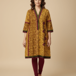 Yellow_Hand-block_veg_dye_kurti_(100%_Pure_cotton)
