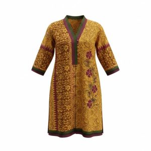 Yellow_Hand-block_veg_dye_kurti_Front(100%_Pure_cotton)