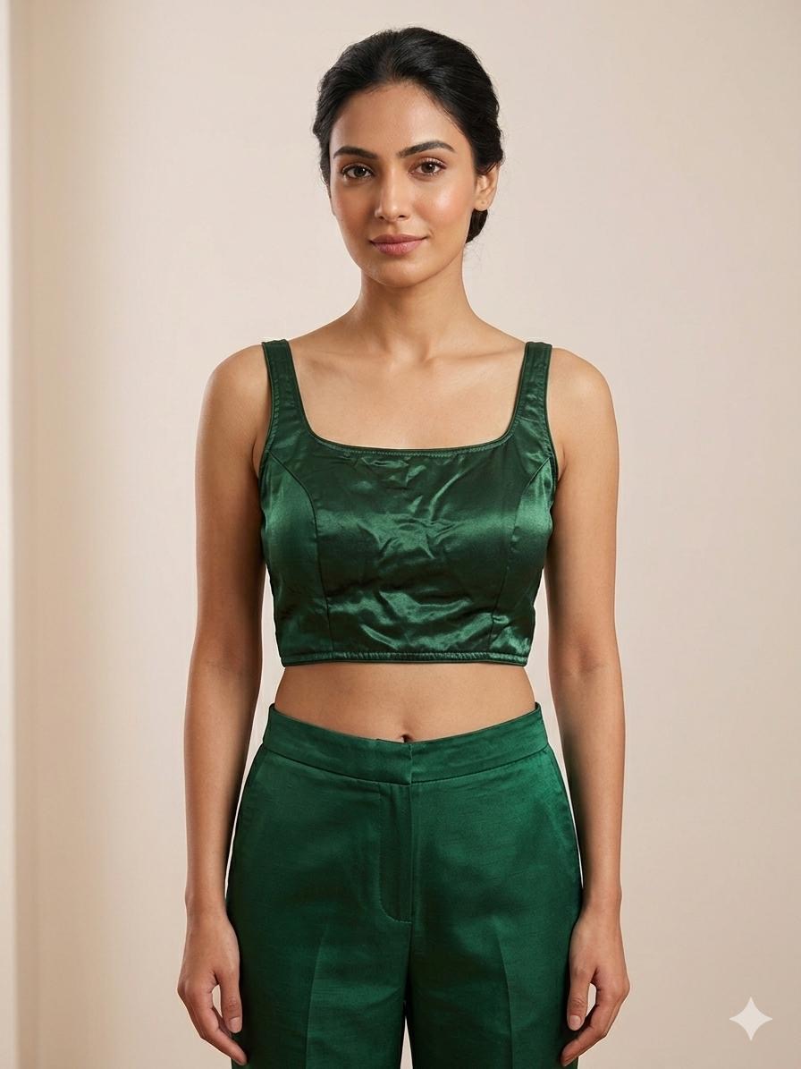 Solid Blouse Bottle Green